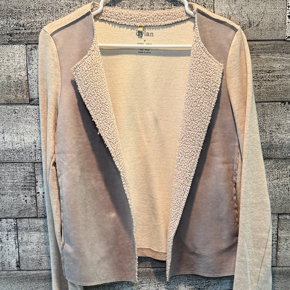 Dylan Tan and Cream Open Front Cardigan